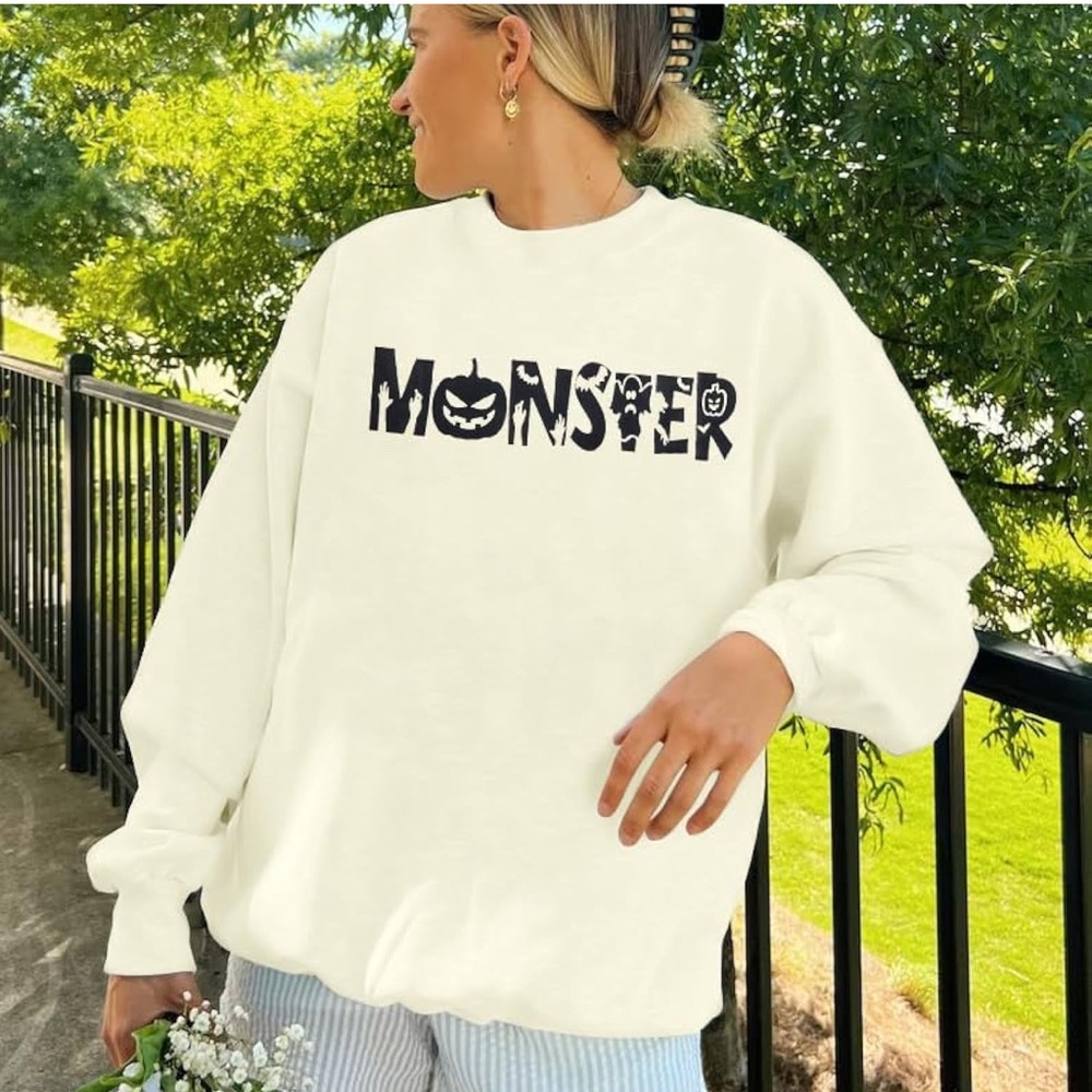Halloween Monster Print Sweater NWOT